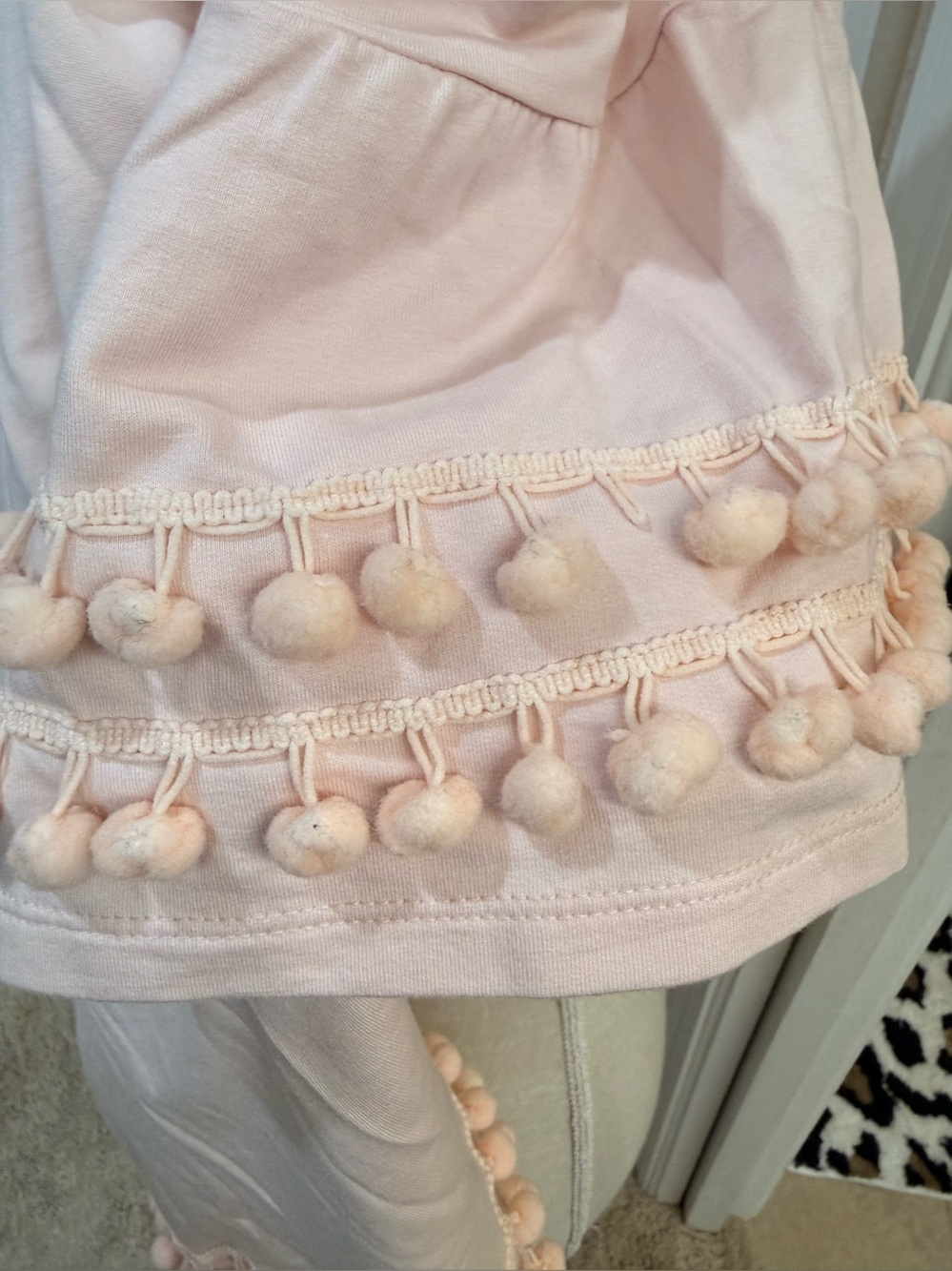 Women’s Size 1X Blush Pink Pom-Pom Trim Top – Like New - Picture 5 of 6